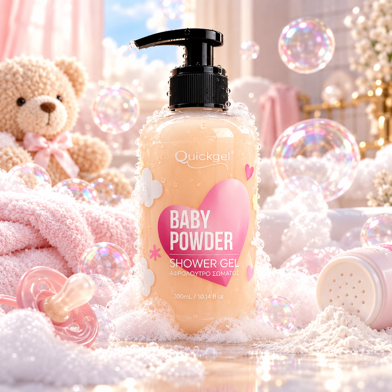 Shower Gel Baby Powder Quickgel – επαγγελματικό προϊόν