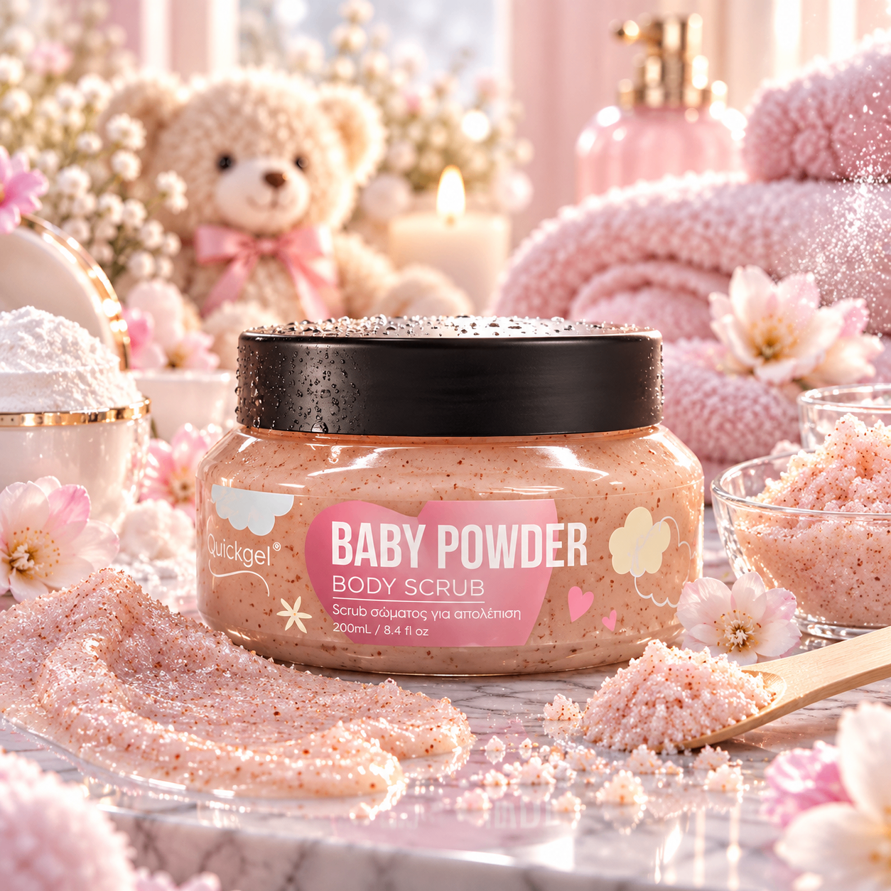Body Scrub Baby Powder Quickgel – επαγγελματικό προϊόν